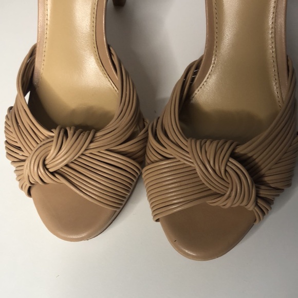 Antonio Melani Knotted Strap High Heels Genuine Leather Size 6 Nude - Picture 2 of 7
